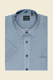 Short Sleeve Blue Printed Shirt