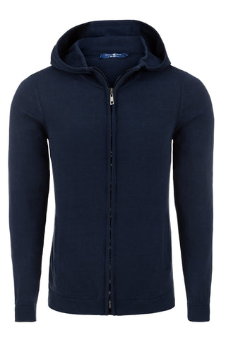 Heathered-Texture Hoodie Light Blue or Navy