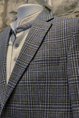 Super-Fine Wool Sport Coat Grey Check