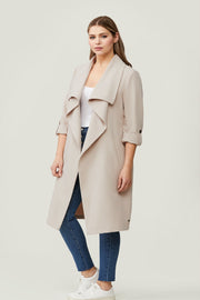 Ornella-N Knee-Length Coat with Cascade Collar