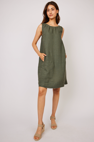 Boatneck Sleeveless Linen Dress in 3 colours