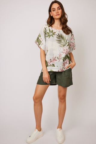Pistache | Floral Short Sleeve Top