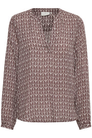 Kamarlu Blouse in Brown Fan Print