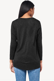 Long-Sleeved V-Neck Top Black