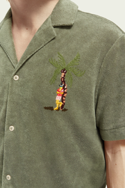 Embroidered Toweling Camp Shirt